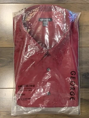 NWT George Men 2XL Long-Sleeve Red Dress Shirt Button-Down W/Collar Work Wear - Image 1 of 4