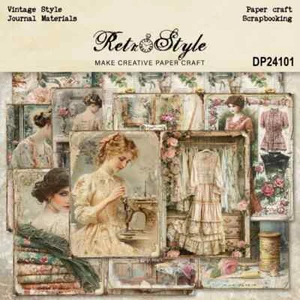 Vintage Tailor Women Dress Thread A5 Scrapbook Card Journal Craft Paper - Picture 1 of 4