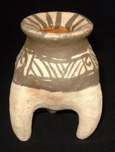 Vintage Terrakotta dreifüßig handbemalt dekorative Keramik Quibor Venezuela - Bild 1 von 5