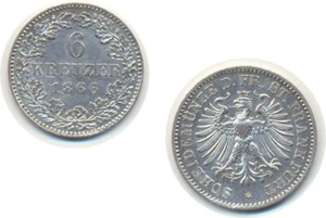 Frankfurt, Freie Stadt 6 Kreuzer 1866 - Bild 1 von 3