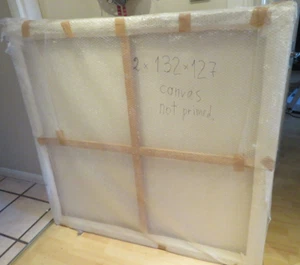 READY TO USE Stretched Premium Primed Canvas 132 x 127x4.5cm on Wooden Stretcher - Picture 1 of 10