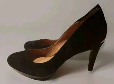 Sz 7.5 M Calvin Klein Paulette Black Suede 4” Heels 1/2 Inch Platform  EUC - Image 1 of 4