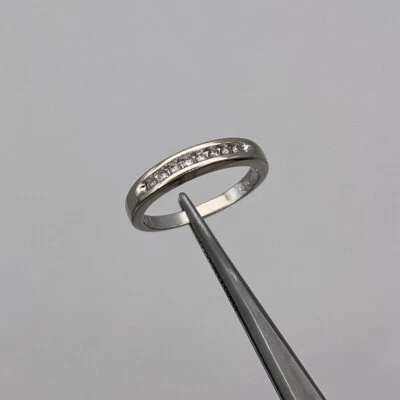 14k White Gold Ladies 8 Round Diamond Channel Set .12ctw Band Size 6.75 - Image 1 of 4