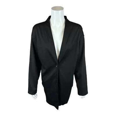 Topper Isaac Mizrahi Elements para mujer botón único negro azabache liso talla pequeña Foto 1 de 2