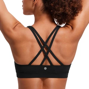 Women'S Strappy Back Wirefree Padded Workout Yoga Sports Bra - Picture 1 of 7
