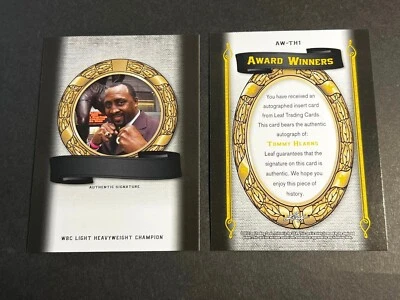 2012 Leaf BLANK BACK PROOF MISSING AUTO/FOIL & # Award Winners Tommy Hearns - Image 1 of 2
