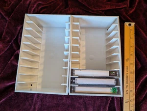 Vintage UK 70's Audio Cassette Storage Unit White Wall Mount/Standing 20 Slots - Picture 1 of 9