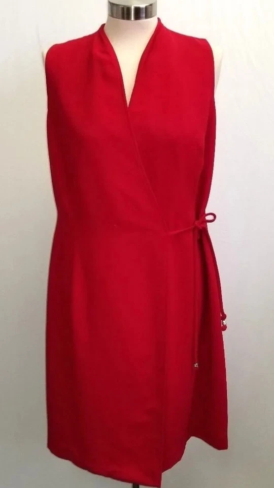Vestido Amanda Smith para mujer 12 rojo envolvente sintético sin mangas cuello en V 2700 Foto 1 de 4