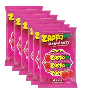 Masticables con sabor a fresa agria Zappo - Paquete de 24 (624 g) - 6 x 4 paquetes de dulces Loly - Imagen 1 de 3