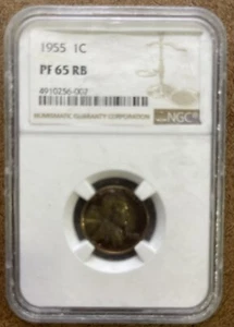 1955 LINCOLN CENT PF65 RB NGC PR65RB. Bx 13.278 - Picture 1 of 2