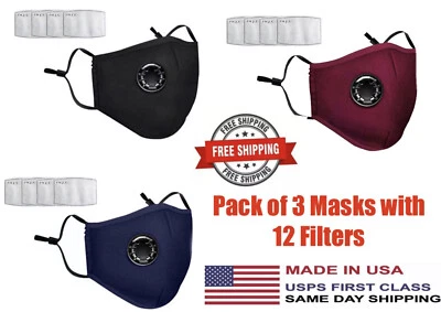 Pack Of 3 Masks With Valve And 12 Filters - Image 1 of 4