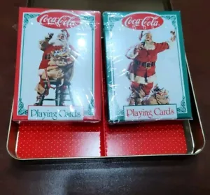 Tarjetas de juego vintage 1994 Coca-Cola Santa Claus Nostalgia 2 barajas selladas en lata - Imagen 1 de 4
