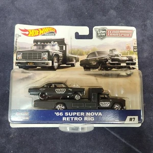 Hot Wheels 2019 Team Transport '66 Super Nova Retro Rig Hauler Set agujero negro - Imagen 1 de 6