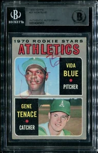 Vida Blue & Gene Tenace 1970 Topps RC Rookie VINTAGE AUTO AUTOGRAPHED BGS/BAS - Picture 1 of 2