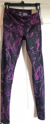 Legging Reebok Malla Talla XS (joven Talla Grande) Negro Púrpura Ajustado Nuevo con Etiquetas $70 Foto 1 de 4