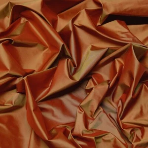 Iridescent Red Gold Taffeta 100% Silk Fabric, 54" Wide, By The Yard (TS-7043) - Picture 1 of 3