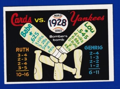 BABE RUTH GEHRIG YANKS CARDS 1928 WORLD SERIES 1970 FLEER LAUGHLIN BLUE #29 VE+ - Image 1 of 2