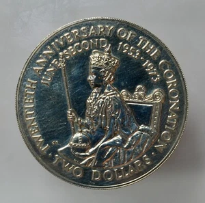 COOK ISLANDS TWO 2 DOLLARS DOLLARI 1973 CORONATION - Imagen 1 de 2