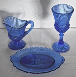 Avon Blue Fostoria George and Martha Washington Mt Vernon Teller, Becher & Krug - Bild 1 von 9