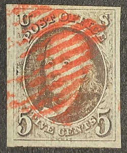 #1 Used, PSE Graded 95 w/ Red Grid cancel,  PSE Cert # 01169451 - Picture 1 of 2