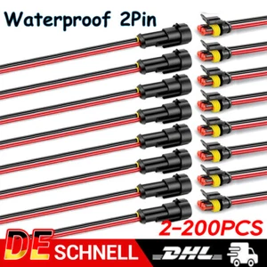 1-200X Auto Stecker Steckverbindung Steckverbinder 2-Polig Wasserdicht KFZ-Kabel - Bild 1 von 18