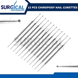 12 Quiropodia Belleza Curette Uñas Cuidado de Uñas Podología Herramienta Manual Alemana Gr - Imagen 1 de 3