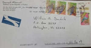 SD)2003 TURKEY, CONSULAR CORRESPONDENCE FROM THE TURKISH EMBASSY CIRCULATED BY P - Picture 1 of 1