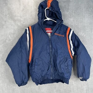 NFL Denver Broncos Reebok Football Puffer Jacket Youth Large 14-16 Vintage 90s - Picture 1 of 6