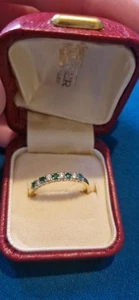 Emerald And Diamond Half Eternity Ring, Size P - Picture 1 of 4