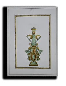 Turquoise Embossed Mane Pot Handmade Miniature Painting 9.2 x 7.2 in "PN9277" - Picture 1 of 3