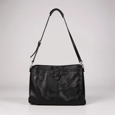 WILSONS CUERO Pelle Studio Bolso Mensajero Cartera Negro Italiano Bolso de Mano Trabajo Foto 1 de 4