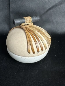 Anthropologie Nahele Trinket Container Handmade Ceramic & Bamboo Lidded Jar Vase - Picture 1 of 8