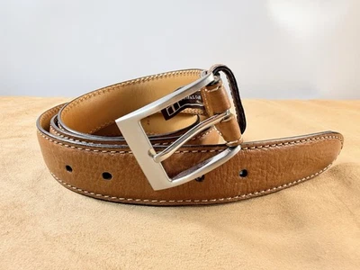 Cinturón Trafalgar Para Hombre Talla 42 Marrón Cuero Brandon Plateado Hebilla Puntada Detalle Usado en Excelente Condición Foto 1 de 4