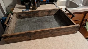 Handmade Primative Large Reclaimed Rustic Barnwood Decor Tray with Iron Handles - Picture 1 of 5