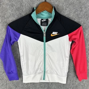 Nike Track Jacket Youth Boys Medium (5-6) Full Zip Logo Swoosh Embroidered Pixel - Picture 1 of 10
