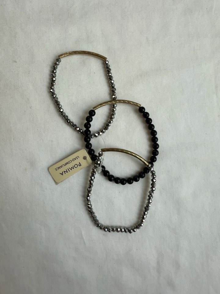 三件套全新金色串珠弹力手链  — 第 1/4 张图片