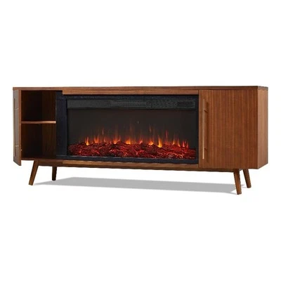 Real Flame Morris 72" Wood Landscape Electric Fireplace TV Stand in Black Maple - Image 1 of 4