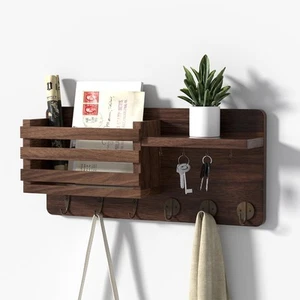 Key Holder Wall Mount Organizer Hanger For Hallway Farmhouse Decor Mail With - Picture 1 of 8