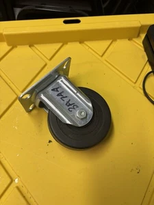 One Rigid Caster Wheel 4” Fixed Plate Black Wheel - Picture 1 of 4