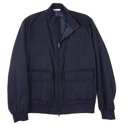 Boglioli Navy Blue Soft Flannel Wool-Cashmere Padded Bomber Jacket M NWT - Image 1 of 4