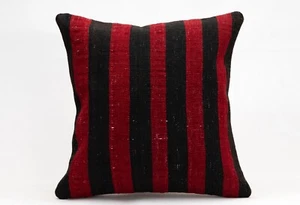 Kilim Ethnic Pillow, 18x18 in, Decorative Throw Cushion, Handmade Vintage Pillow - Picture 1 of 4