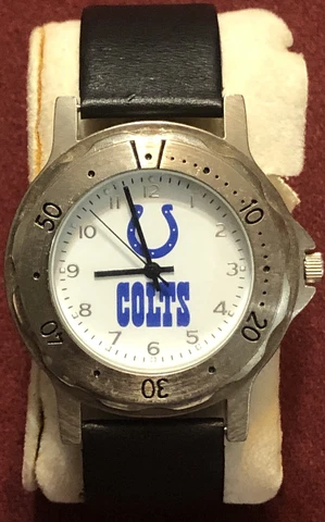 Stainless Steel NFL Indianapolis Colts Quartz Men's Wristwatch Works Perfectly Cover