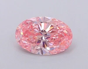 1 CT Fancy Vivd Pink Oval Lab Grown Diamond For Engagement Ring - IGI Certified - Picture 1 of 4