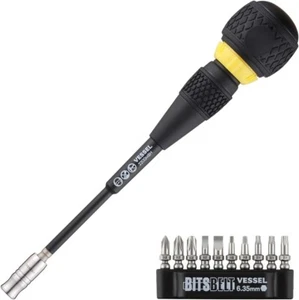 Vessel Ball Grip Ratchet Interchangeable Screwdriver with 10pc Bit Set 2200MBH12 - Picture 1 of 7