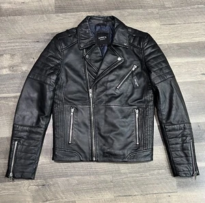 Barney’s Orginal Large Men’s Black Sheep Skin Leather Motorcycle Jacket - Picture 1 of 14
