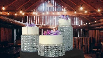 Conjunto de 3 suportes redondos de cristal acrílico com luz LED - Imagem 1 de 4