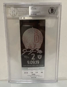 Josh Jacobs Signed Oakland Raider NFL DEBUT TICKET STUB Auto 10 Beckett Slabbed3 - Picture 1 of 3