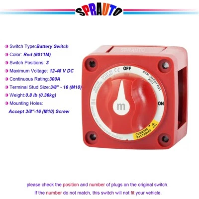 300A 6011 M-Series Mini Boat Marine RV Battery Switch Dual Circuit Plus 6011m  - Изображение 1 из 4