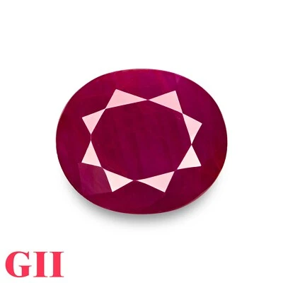 GII Certified MOZAMBIQUE Ruby 3.69 Ct. Natural Untreated OVAL Deep Red LOOSE - Image 1 of 4