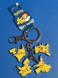 Nintendo Pokemon Pikachu Four Figures Metal Keychain Keyring Pendants - Picture 1 of 1